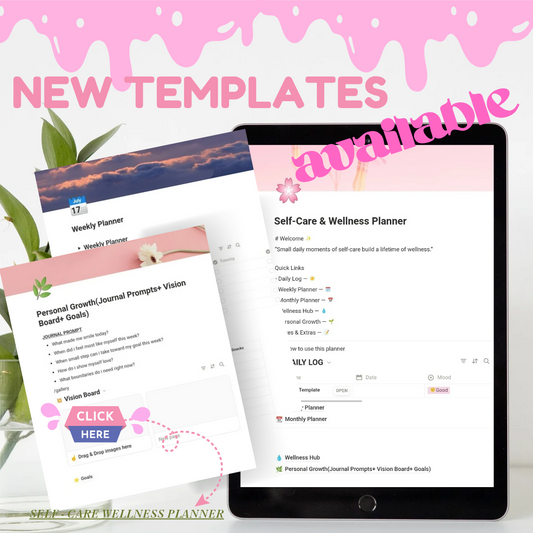 Self-Care & Wellness Notion Template - Daily, Weekly Planner, and Personal Growth Tracker